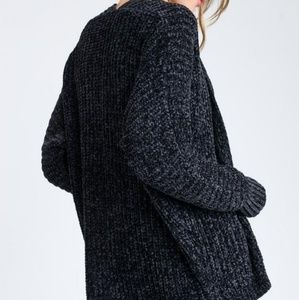 Black chenille cardigan